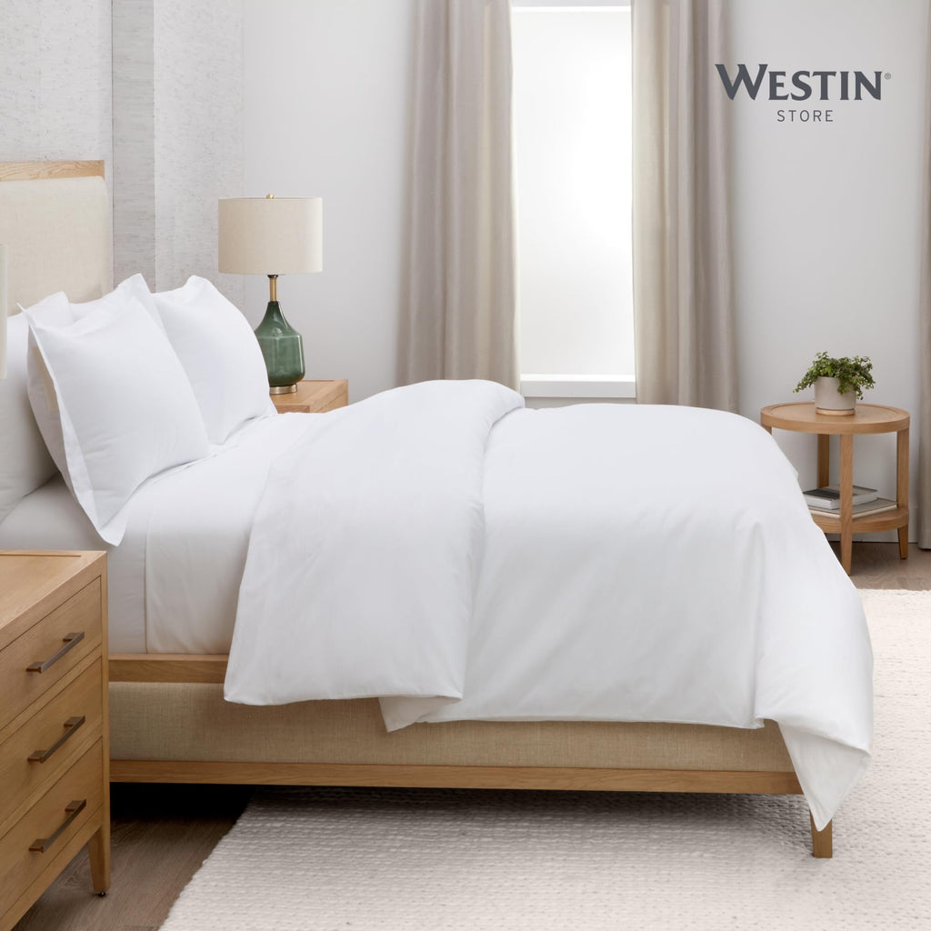 Hotel Signature Duvet Cover - 100% Egyptian Cotton - 280 Thread Count - Jacquard - White - Queen Size