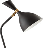 21.5" Black/Gold Retro Mid-Century LED Table Lamp, Adjustable Task Light with Black Iron Shade