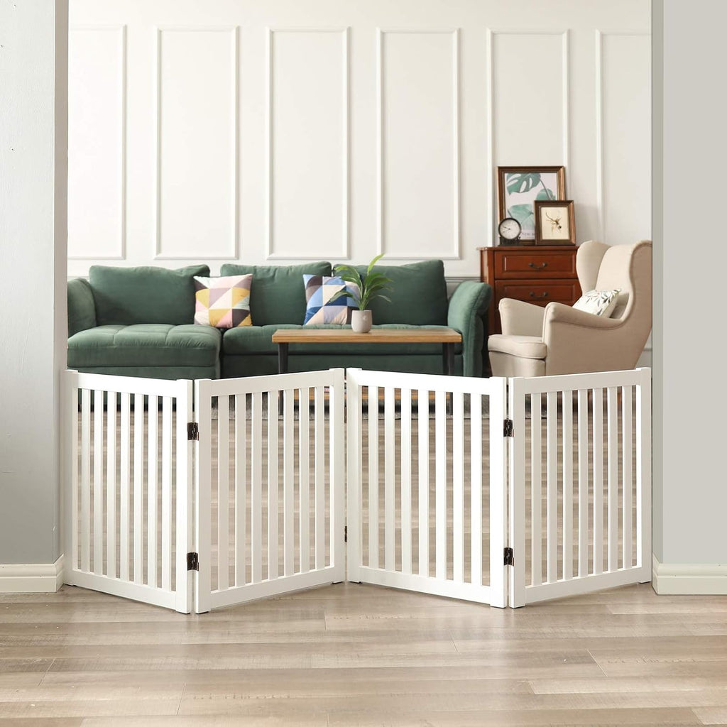 Wooden Freestanding Dog Gate, Expandable Dog Gate, Indoor Pet Fence