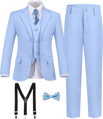 Boy's Formal Suit 7 Piece Slim Fit Tuxedo for Kids Teen Boys