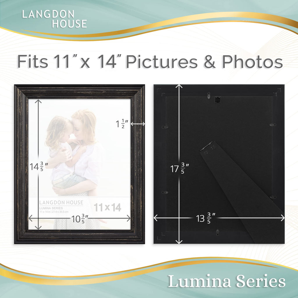 11x14 Wood Picture Frames, 2 Pack, Barnwood Black