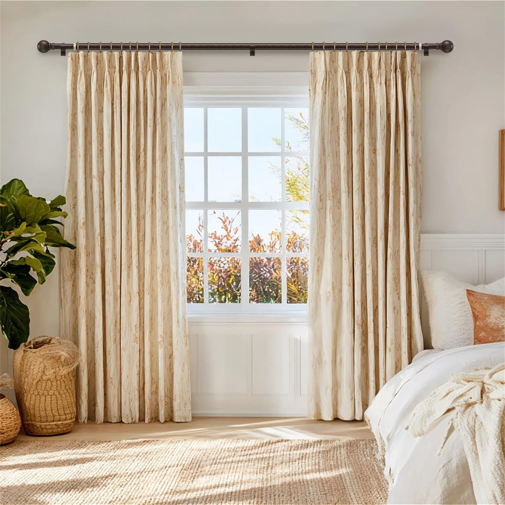 Deep Walnut Wood Curtain Rods for Windows 16-60 inch Adjustable