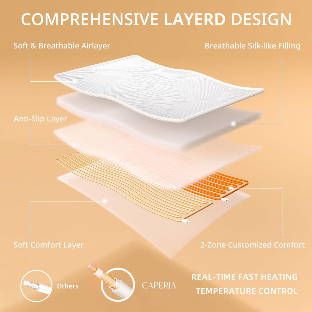 Heated Mattress Pad King Size, 9 Heat Settings, Two-Zone