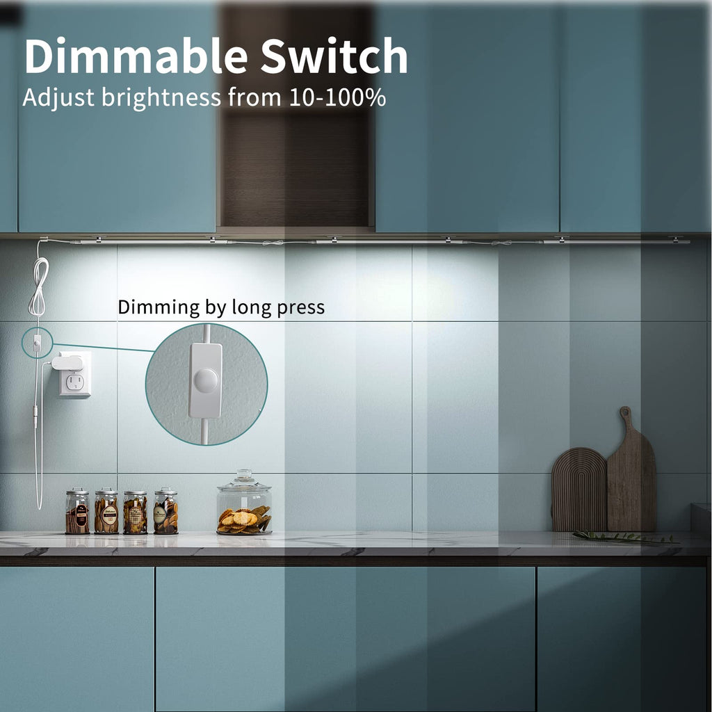 Under Cabinet Light Plug in, Dimmable 5000K, 4 Pack 12 inch