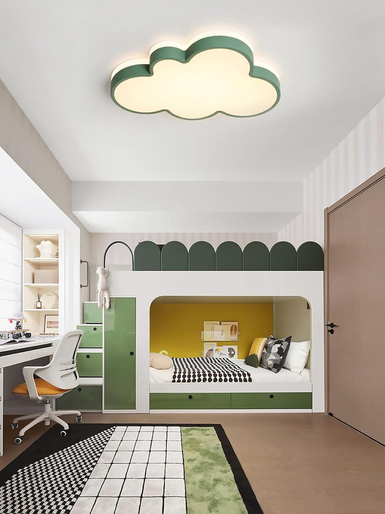 23" Cloud Ceiling Light with Remote, Green Kids Room Dimming LED Flush Mount Ceiling Light, 3 Color Temperatures