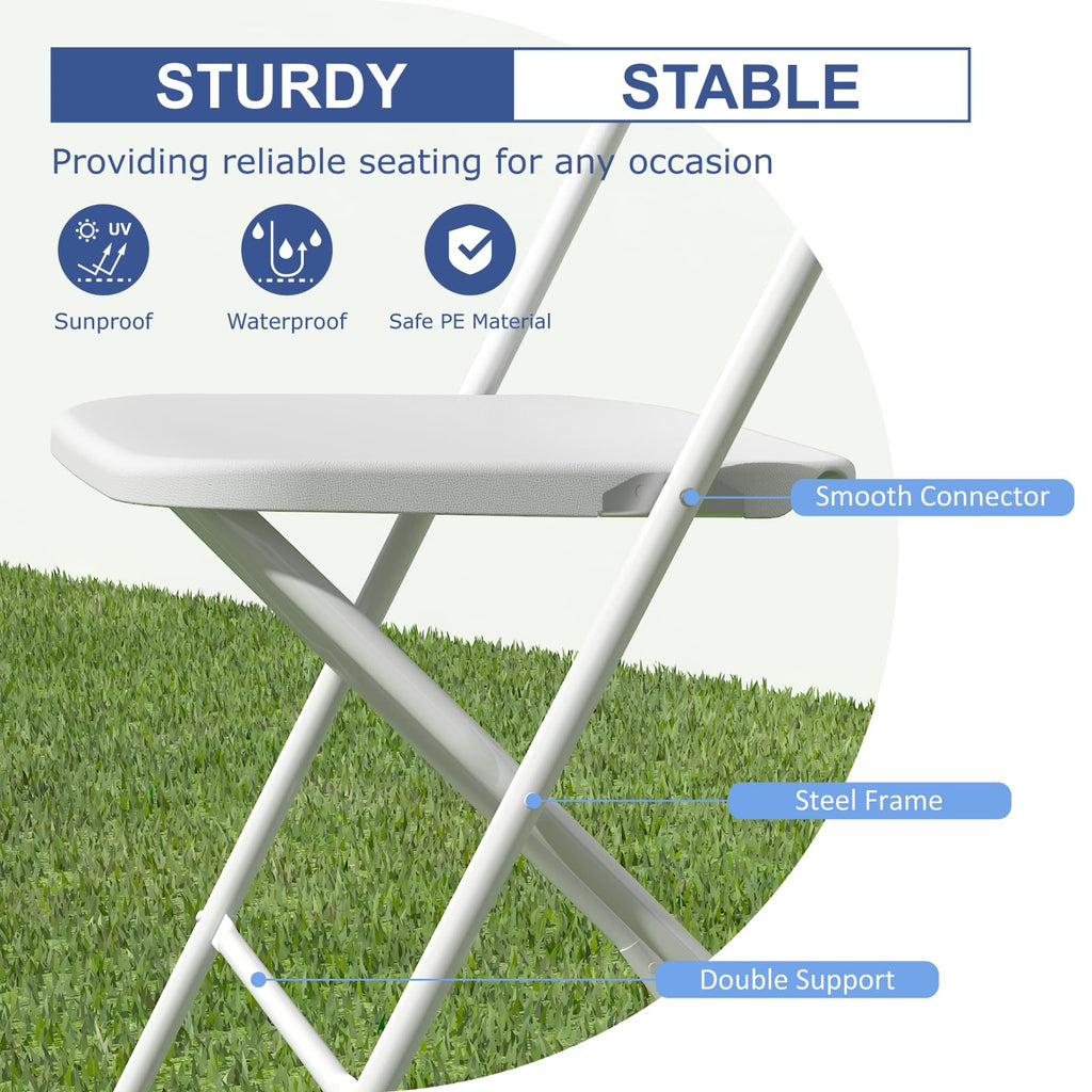 10 Pack White Folding Chairs for School Events Wedding Party Picnic