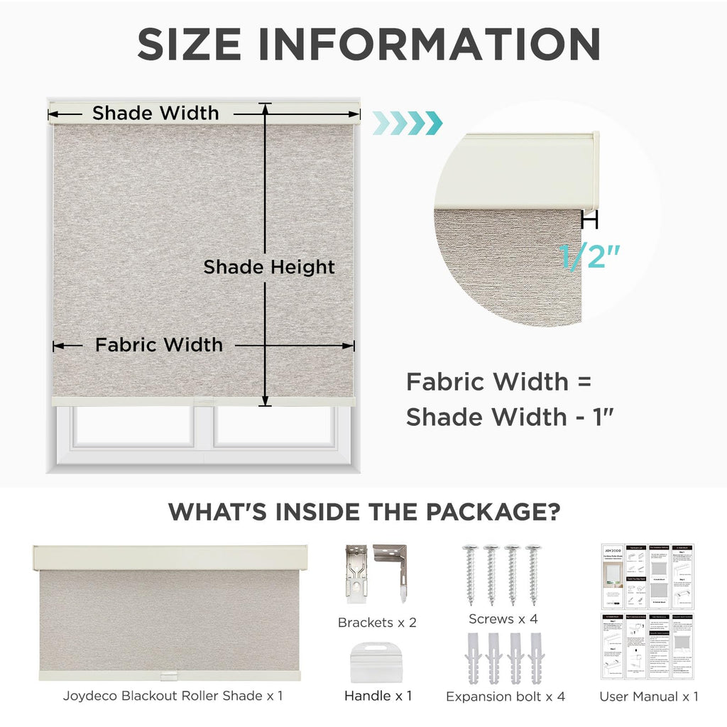 Blackout Roller Shades for Indoor Windows, Oatmeal