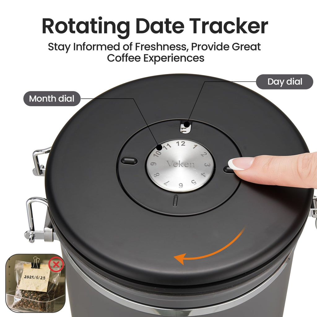 Coffee Canister,39OZ, 2.2lbs,Large Airtight Stainless Steel Container