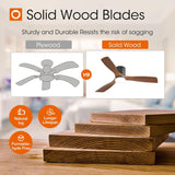 52 inch Ceiling Fans with Lights, Low Profile Ceiling Fan with Light and Remote Control, Flush Mount, Reversible, 3 Wood Blades, 5CCT Dimmable, Black Walnut Ceiling Fan for Indoor/Outdoor Use A103-B0DY7PBF41