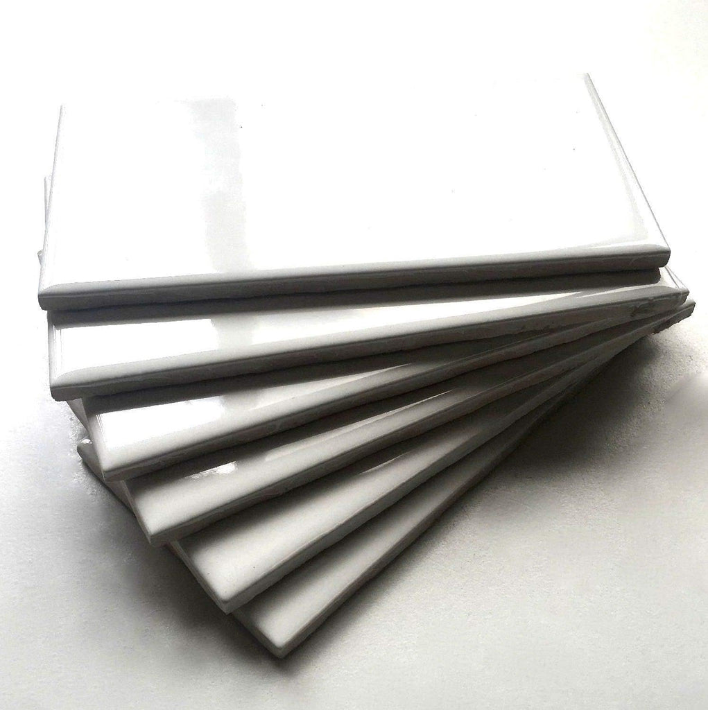 White Glossy Ceramic Subway Tile 3x6 Wall Backsplash Made in USA (Full Box 100 Pieces)