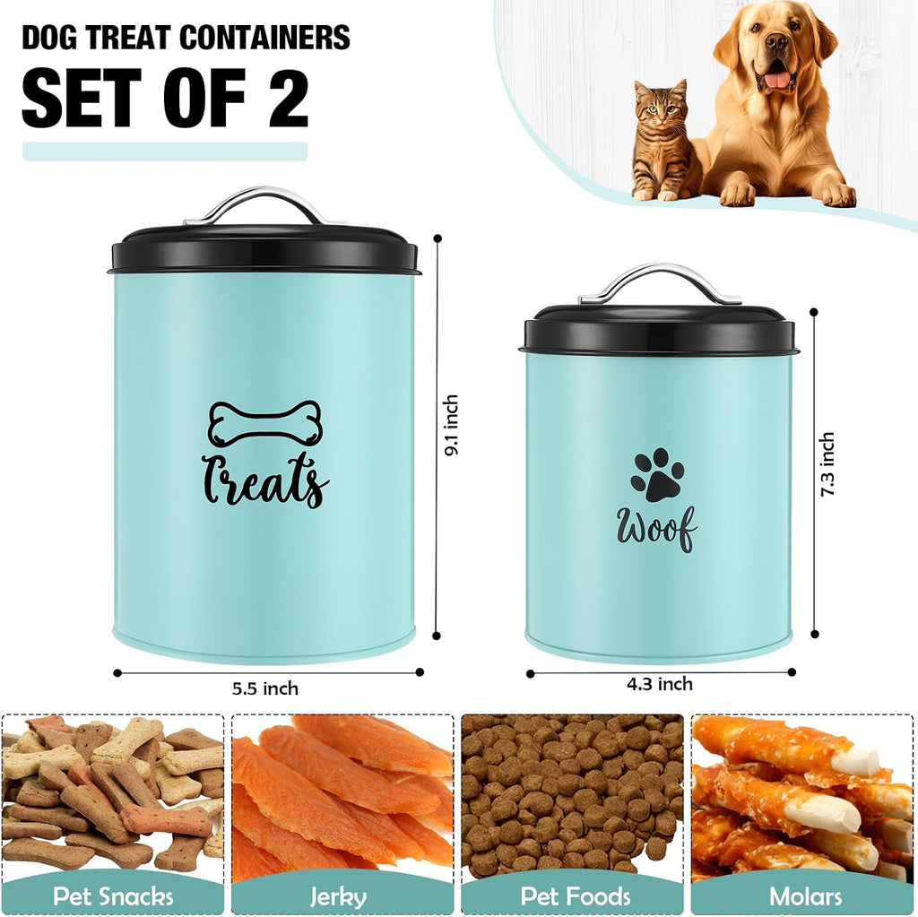 2 Pack Dog Treat Container Metal with Lid