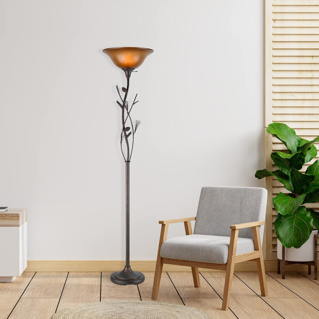 Leaf, Flower, Fruit One Torchiere Lighting Accessories, Brown, 29.3x22.5x9.8