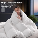 Organic 75% Down Fiber Comforter Oversize Queen,850+FP,1200TC,Extra Fluffy,Hotel Style,Luxury Ultra 