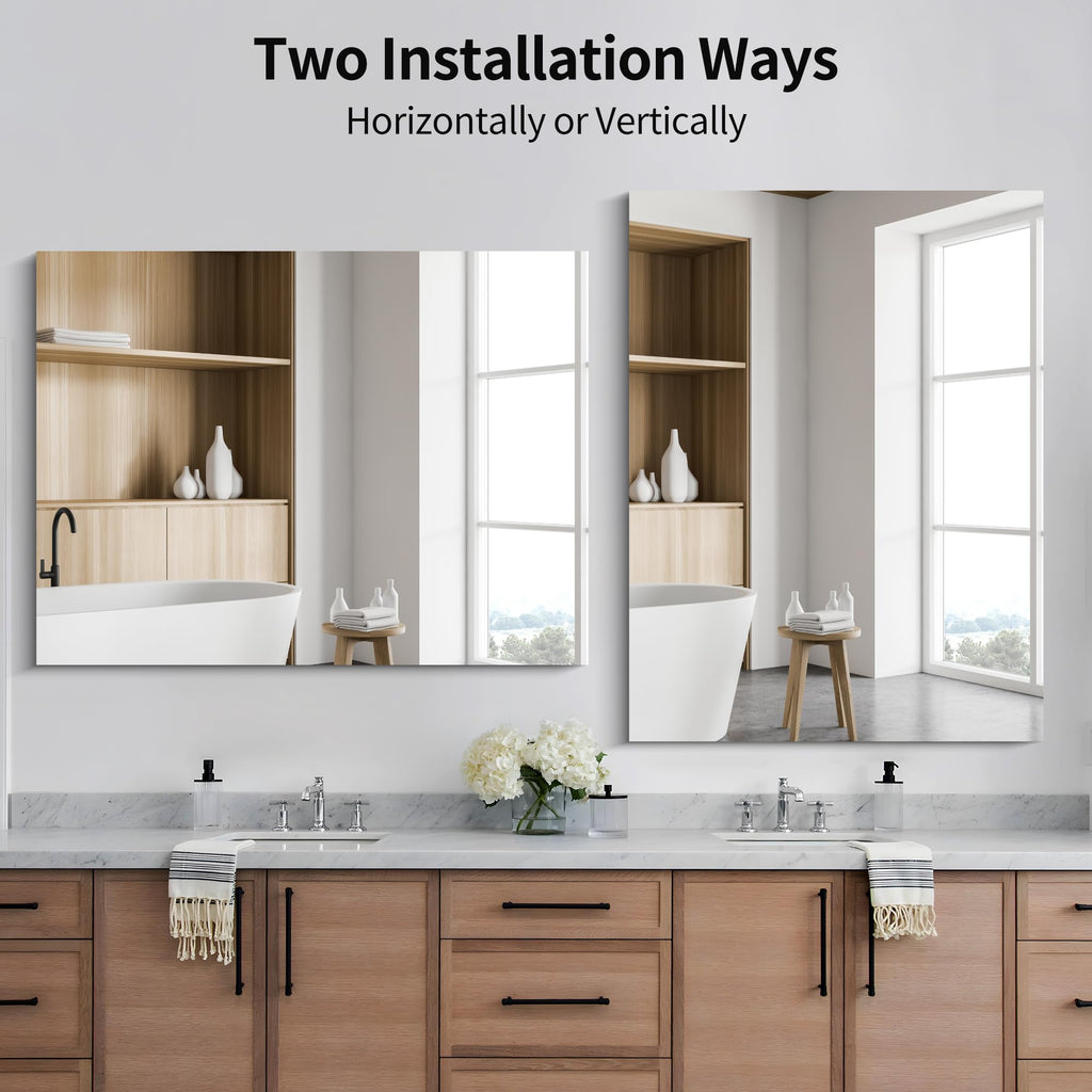 Frameless Mirror, 30"x40" Bathroom Mirror for Over Sink, Unframed Vanity Mirror, Large Rectangle Mirror for Wall