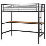 Metal Loft Bed Twin with Desk, Heavy Duty Bedframe with Removable Ladder and Safety Guardrail, Space-Saving