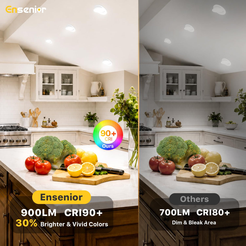 4 Inch Gimbal LED Recessed Light, 5CCT, 9W, 900LM, 6 Pack