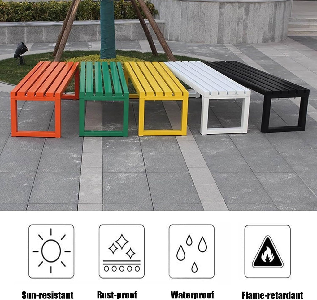 39in 47in 59in 71in Outdoor Metal Bench Weatherproof Outdoor Seating All-Weathe Backless Patio Bench With Slatted