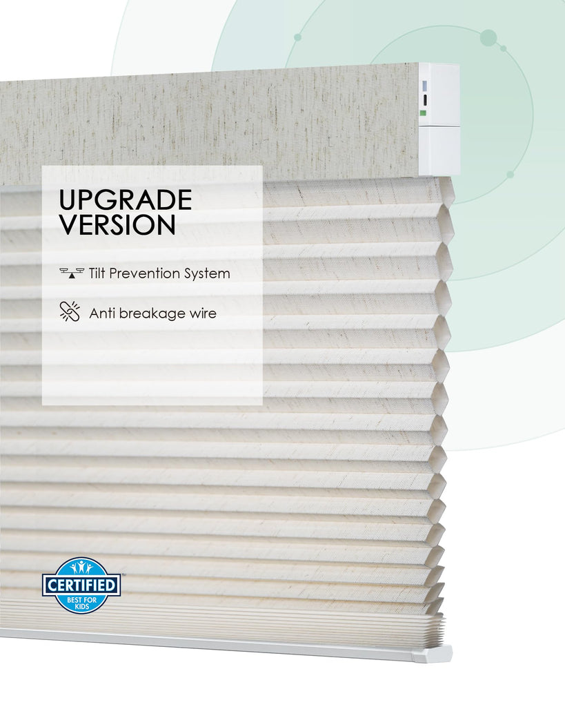 Motorized Cellular Shades, Custom, Light Filtering, Linen Beige