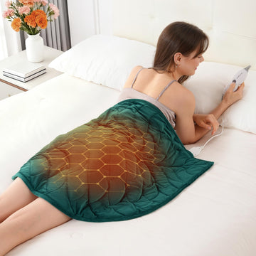 Weighted Heating Blanket 7 lbs, 26" x 35" Large Heated Pad, Green