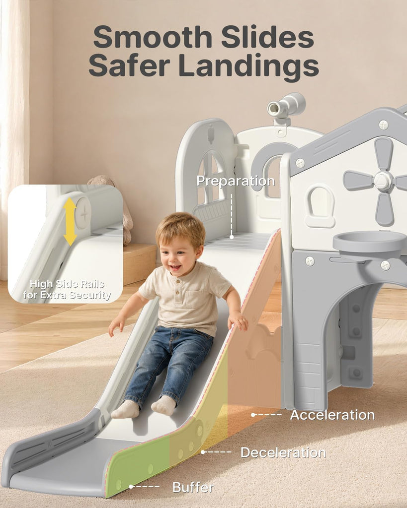Toddler Slide Playset, in-1 Kids Slide for Toddlers 1-3, Gray