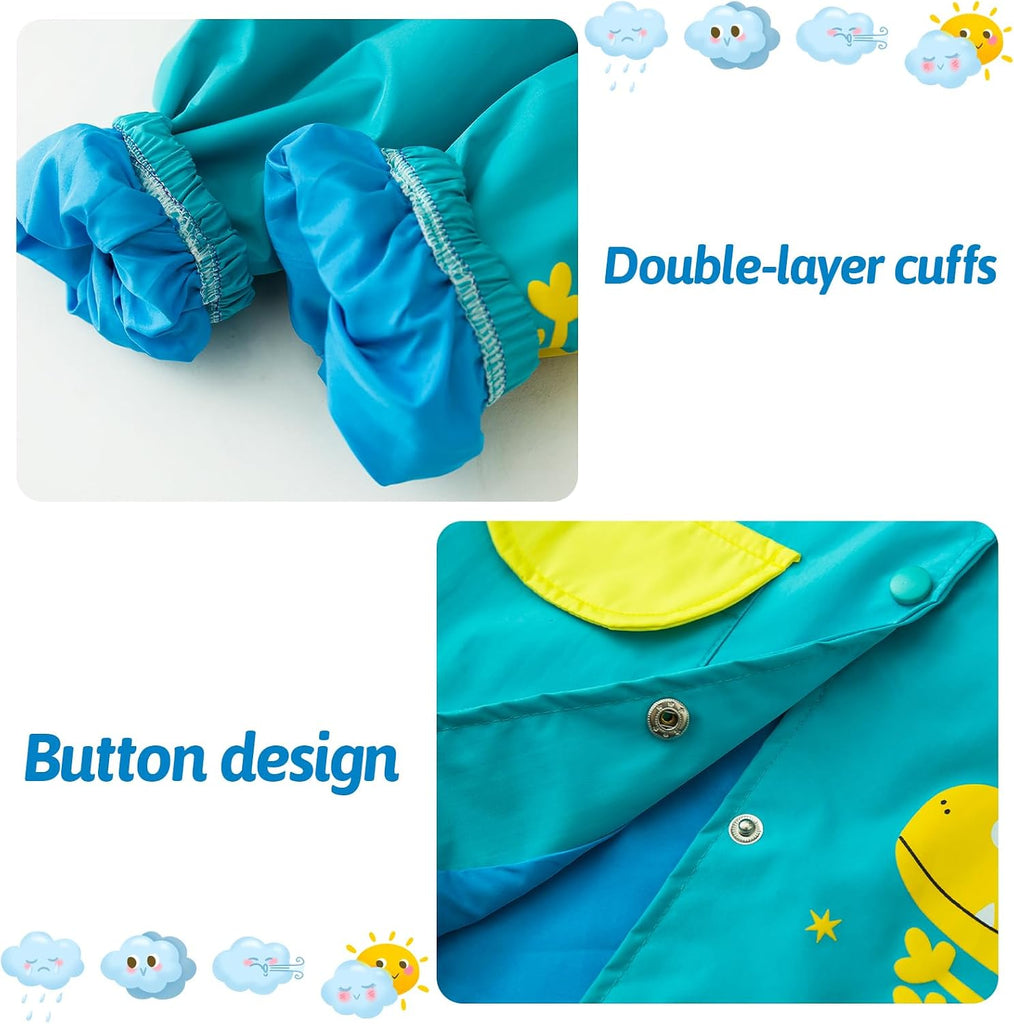 Toddler Kids Rain Suit Waterproof Rain Coat Hooded Jacket & Pants 2Pcs