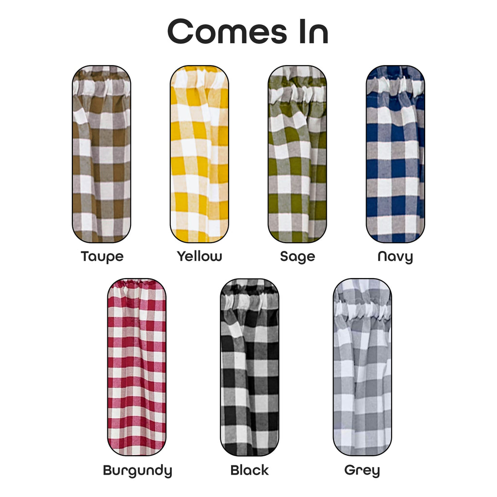 Buffalo Check Valance Curtains, 58 x 14 in, Grey & White Plaid