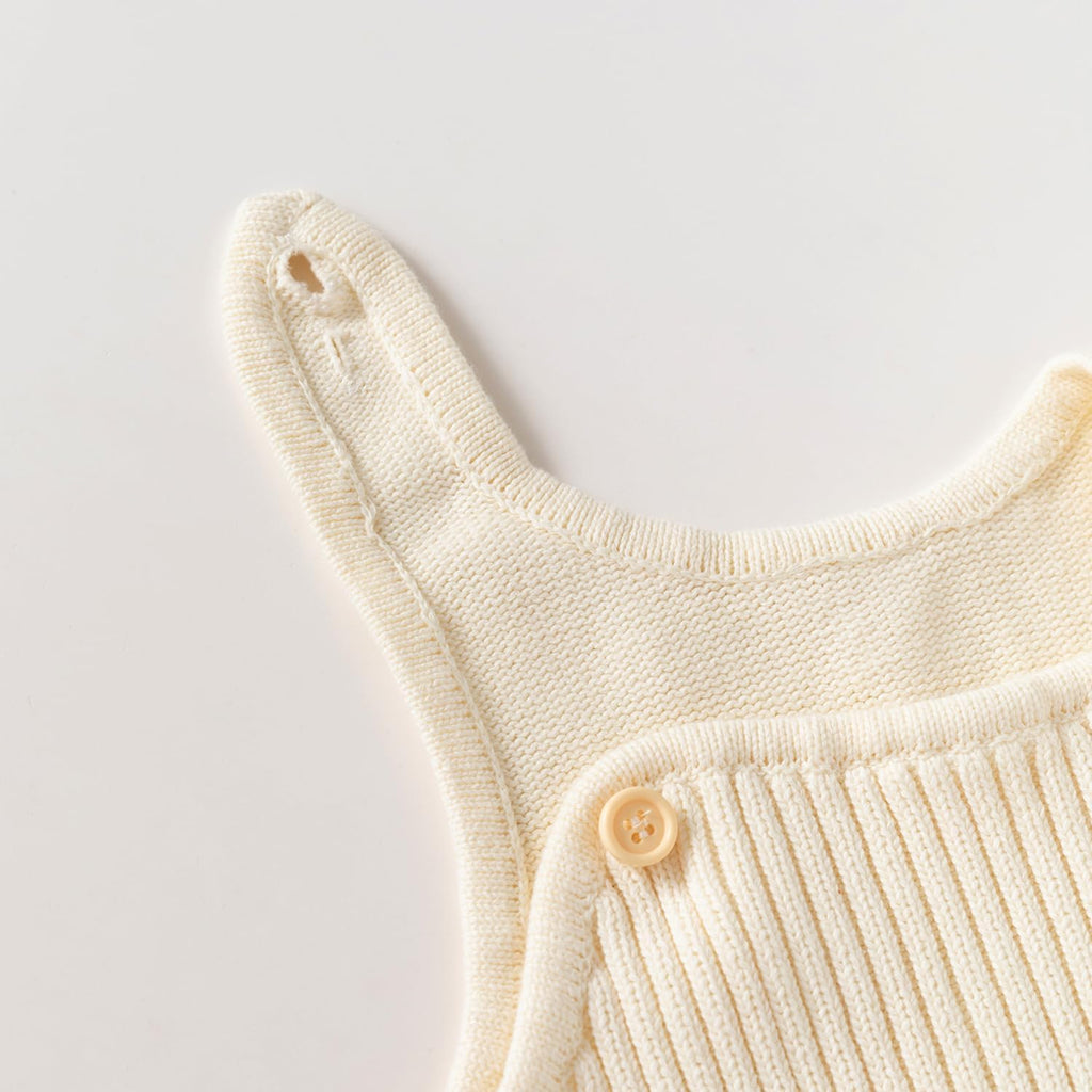 100% Cotton Baby Knitted Romper, Ribbed Sleeveless Jumpsuit for Infants and Toddlers Overall Bodysuit Newborn Gifts