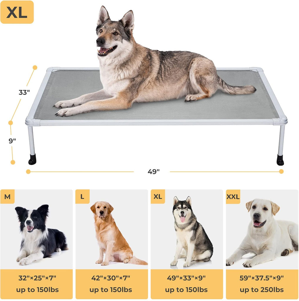 Chewproof Elevated Dog Bed - Cooling Raised Pet Cot, Breathable Mesh, Washable & Non-Slip for Large Dogs