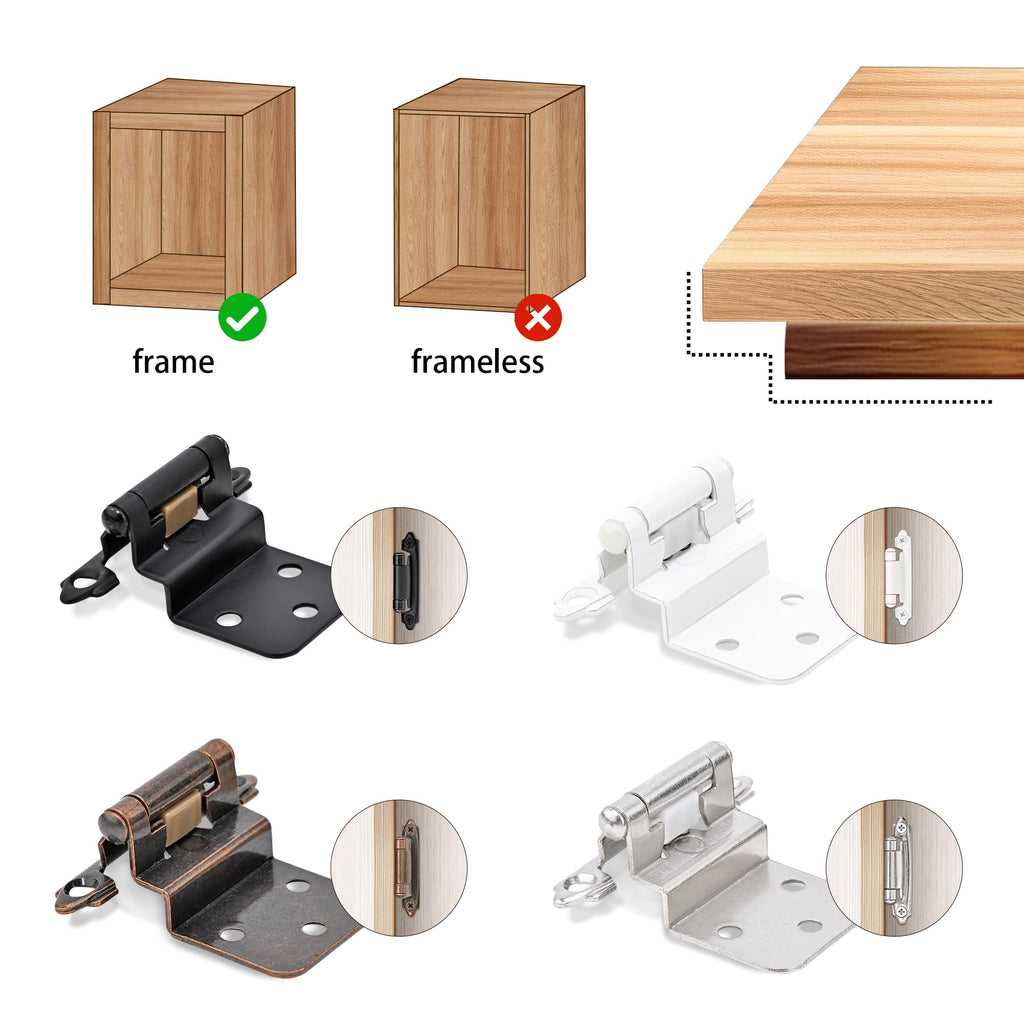 50 Pack 25 Pairs 3/8" Inset Cabinet Door Hinges Oil Rubbed Bronze Offset Self Closing Kitchen Cabinet Hinges Bronze