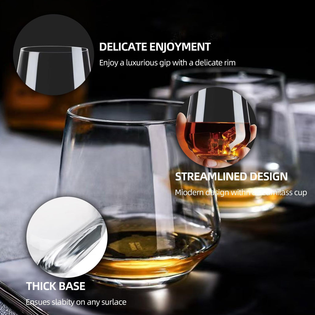 Stemless Wine Glasses Set of 4, 13.5oz, Crystal Clear Red White Wine Glasses for Daily Use, Lead-free, Dishwasher