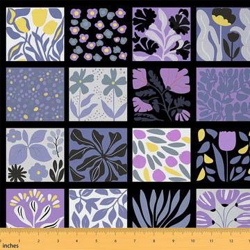 Boho Floral Soft Polyester No Stretch, Botanical Craft Fabric Vintage Abstract Ideal for Quilting, Crafts & Handmade