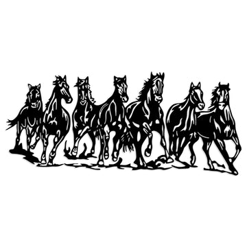 Metal Horse Wall Art - 7 Running Horses Decor