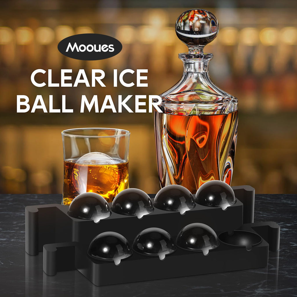 Clear Ice Ball Maker, 2 Inch Silicone Mold for Whiskey, 8 Spheres