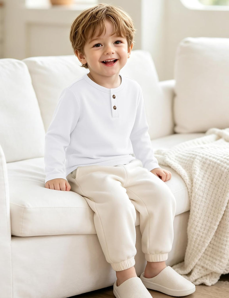 Toddler Boys Henley Long Sleeve Shirts Basic Cotton Top Size 18M
