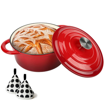 3 QT Enameled Cast Iron Dutch Oven with Self-Basting Lid, Small Soup Pot