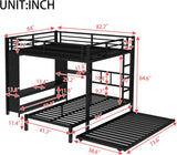 Queen Over Twin XL bunk Bed with Foldable Desk and Wardrobe and Twin Trundle, loft Bed with Desk and Desk