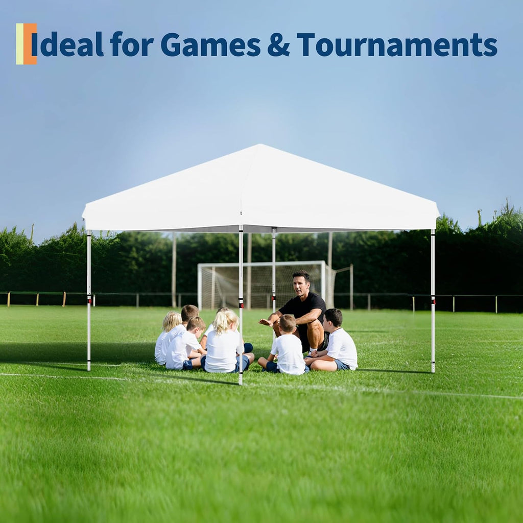 10x10 Pop Up Canopy with 4Pcs Sidewalls Easy Up Camping Tent Outdoor Canopy with One Button Push Setup 1 Roller Bag 3