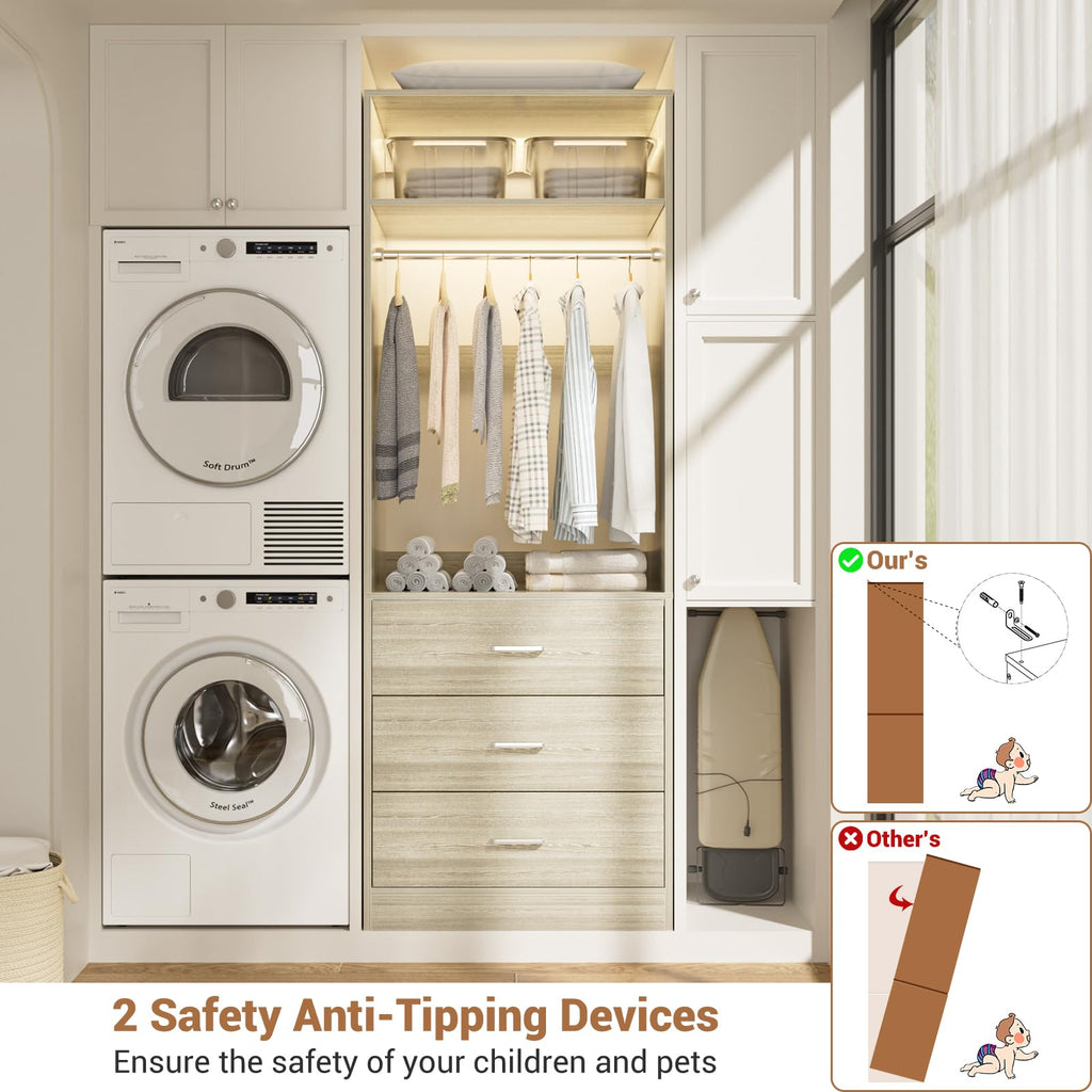 Closet Systems with 12 Wood Drawers, Closet System Set of 4