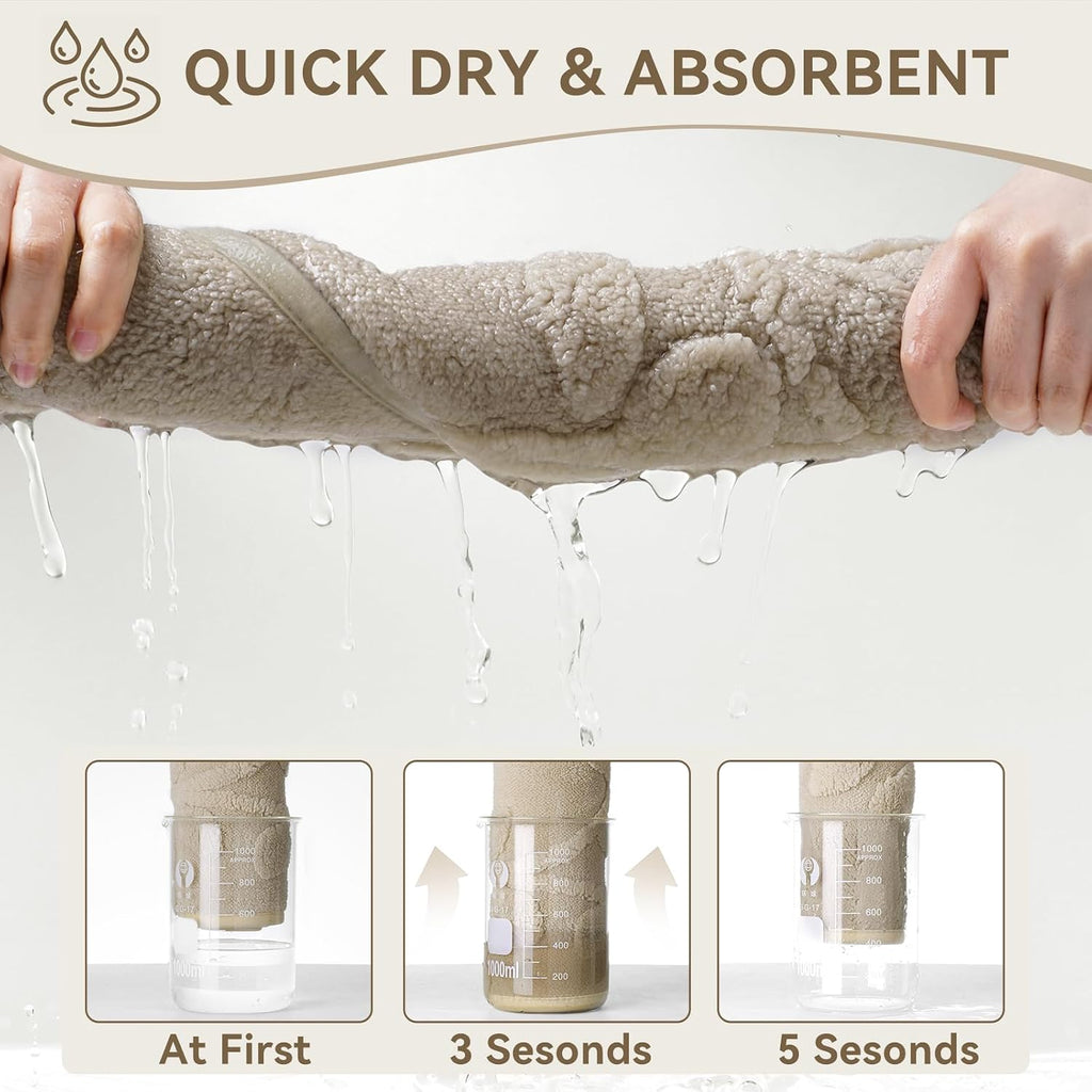 Bathroom Rugs Sets, Thin Non Slip Bath Mat Browm 16"x24"-2 Piece | Quick Dry Absorbent Washable Rubber Backing Bath