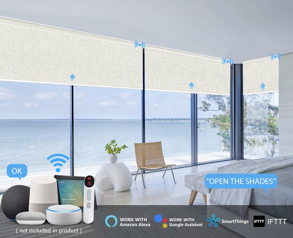 Motorized Blinds with Remote, 100% Blackout, Voice Controlled