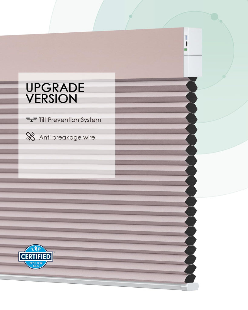 Motorized Cellular Shades, Custom, Blackout, Light Pink