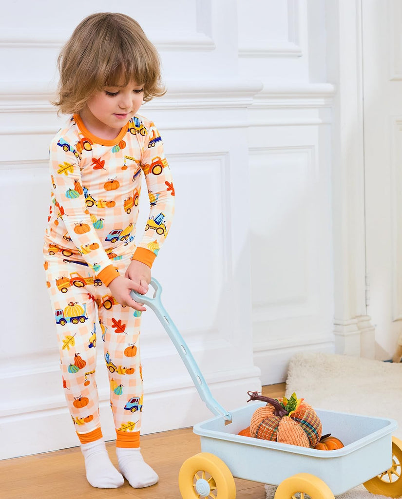 Bamboo Viscose Toddler Kids Pajamas Set, Long Sleeve Boys