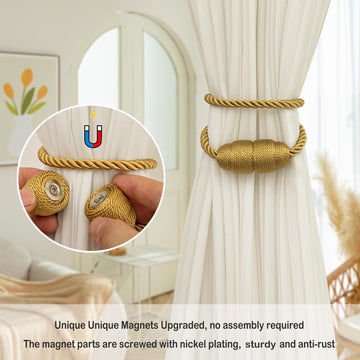 Magnetic Curtain Tiebacks Rope Curtain Tie Backs for Curtains 8 Pack Curtain Holders for Drapes Decorative Window