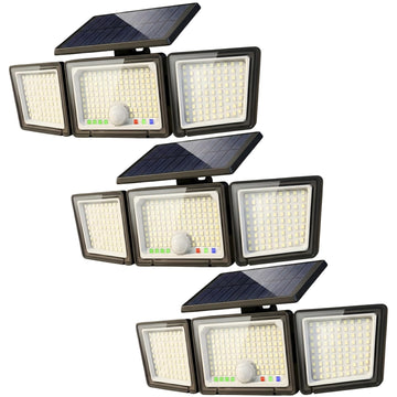 Solar Outdoor Lights Motion Sensor, 286 LED Security Flood Lights with Visual Battery & Mode Display, 3