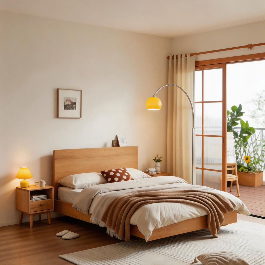 Modern LED Arc Floor Lamp Silver Floor Lamp Glass Shade Standing Lamp with Marble Base Floor Light Reading Bedroom
