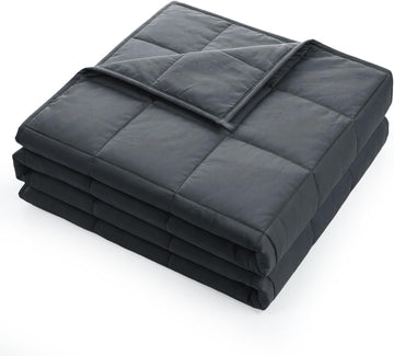 Weighted Blanket 17 lbs with Glass Beads, Dark Grey | Breathable Heavy Blanket, Soft Polyester Fabric, All Season