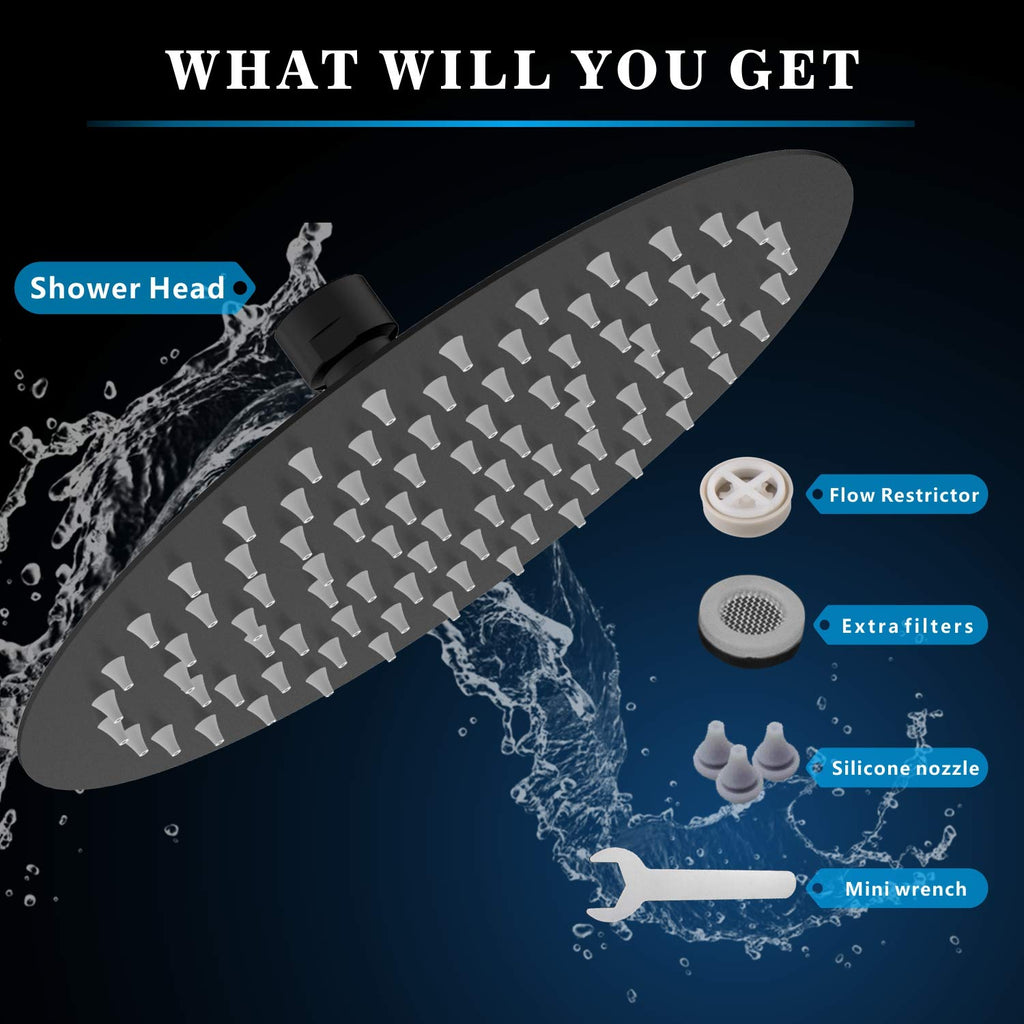 Rain Shower Head, High Pressure High Flow All Metal Rainfall Shower Head, Ultra-Thin Design-Pressure Boosting