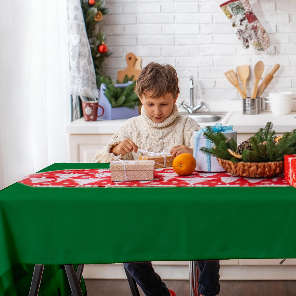 16 Pcs Christmas Plastic Tablecloth Rectangle Table Cover Pink Red Green Waterproof Table Cloth for Xmas Party Winter