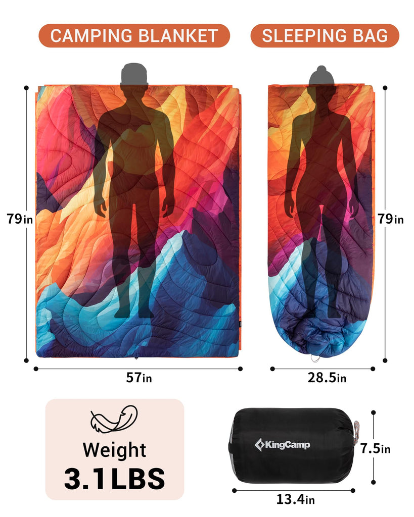 Large Camping Blanket with Sherpa Lining, Peak 79"x 57"