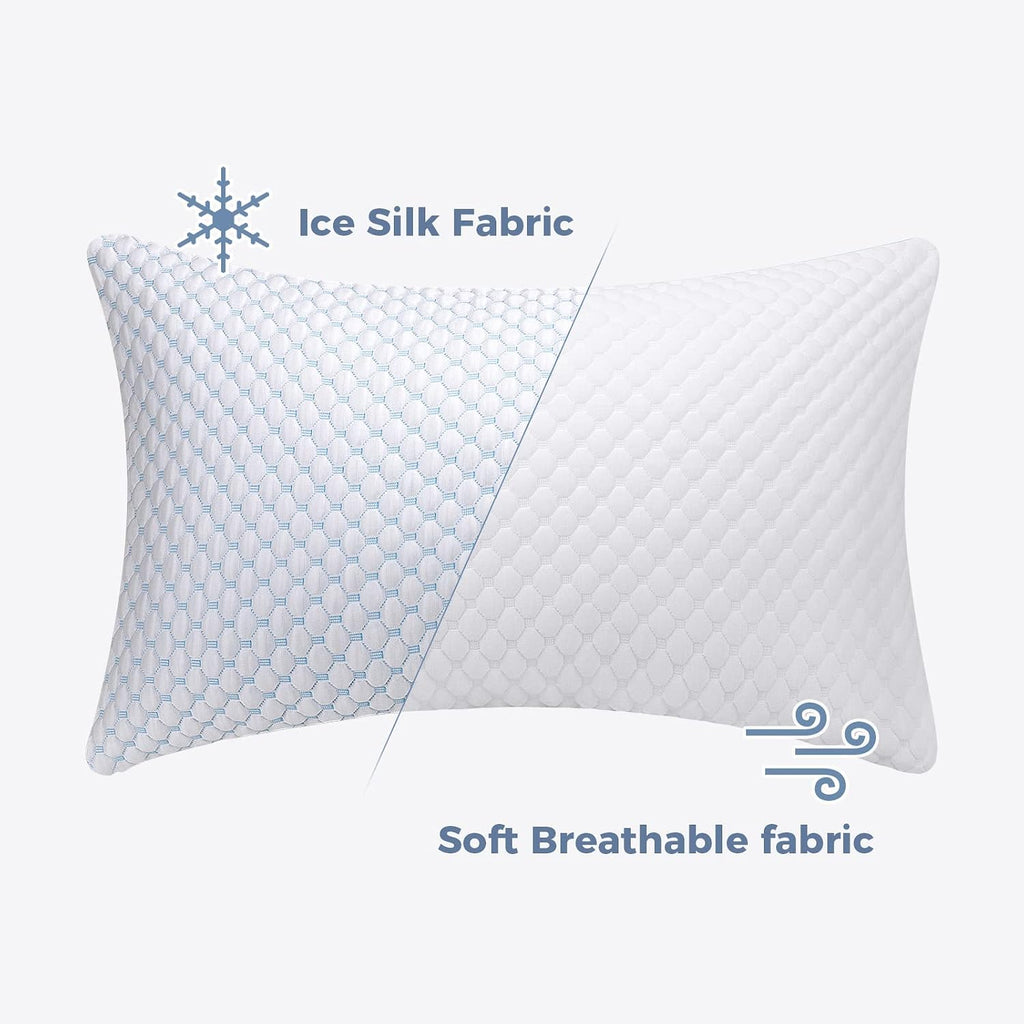 Shredded Memory Foam Pillows Standard Size Pack of 2 | Neck pain relief, supportive, odorless, cooling pillow